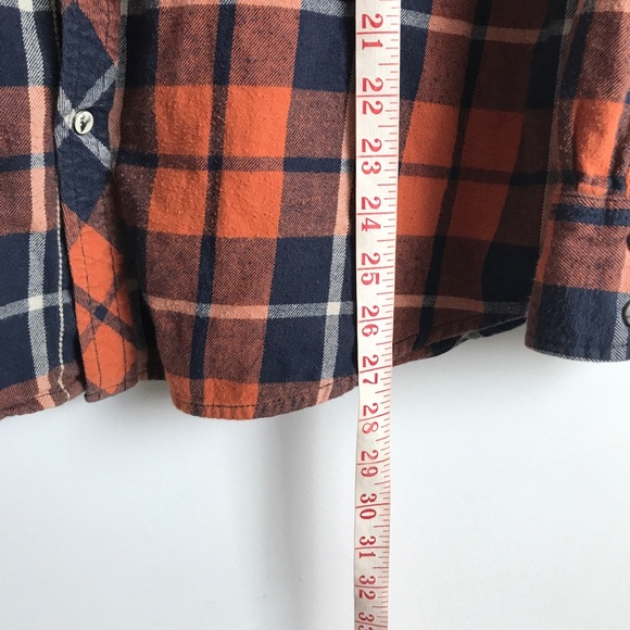 ROEBUCK & Co MENS SHIRT FLANNEL ORANGE BLUE LARGE - Picture 8 of 10